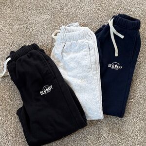 3 PAIR   Old Navy Logo high waisted Joggers - Navy, black and light gray heather